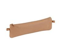 Clairefontaine 8301C - Trousse Scolaire Plate 22x6 cm en Véritable Cuir, Beige