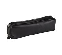 Clairefontaine 8321C -Trousse Scolaire Rectangulaire en Cuir Noir 21x4x6 cm en Véritable Cuir d'Agneau - Fourniture Scolaire - Trousse Crayons de Couleurs - Etui à Crayons - Porte-Plume