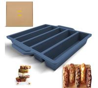 CUIRON Moule Silicone Mini Cake 5 Cavités avec Renfort Métallique, Silicone Platine LFGB Sans BPA, Moule Financiers, Cakes Salés, Gâteaux Individuels, Four et Lave-Vaisselle (Bleu)