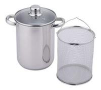 Baumalu – Cuiseur à asperges 16 cm – Inox, couvercle verre, poignées inox, induction, triple fond