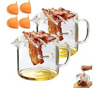 Cuiseur à bacon en verre pour micro-ondes (2,1 L / 74 oz) - Résistant à la chaleur, antiadhésif, grille en verre améliorée ; idéal pour la cuisine à domicile, les pique-niques et les barbecues. (2PCS)