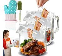 Cuiseur à bacon en verre pour micro-ondes, Gril à bacon multifonction en verre avec couvercle, Récipient de cuisson en verre pour la cuisine quotidienne, les pique-niques et les barbecues (2PCS)