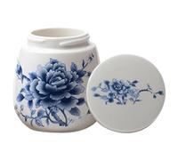 Cuiseur à en céramique vintage avec couvercle - Pot à cuit à la vapeur de 220 ml, bol à thé et plat à | Service de petit-déjeuner en porcelaine, style bleu et blanc, passe au lave-vaiss