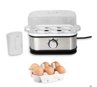 SOLDELA - Cuiseurs à Œuf Électrique en INOX - Puissance 210W - Autocuiseur pour Œuf à la Coque, Mollets ou Durs - 3 Niveaux de Cuisson - 6 Œufs Max - Verre Doseur Plastique - Robuste et Pratique