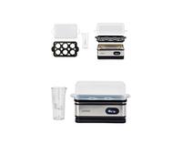 Cuiseur à oufs électrique 400W dures mollets coques pour 8 oufs Tasse à mesurer Signal d'avertissement Aluminium/Noir