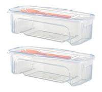 Cuiseur à pâtes à micro-ondes 2PCS, cuisinière nouilles micro-ondes empilable avec couvercle et fourchette de passoire, sans BPA pour le bureau d'école du dortoir, nouilles