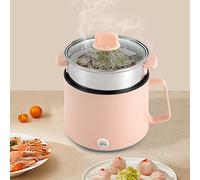 Cuiseur à Pâtes Électrique Portable Avec Cuiseur Vapeur - 1,7 L - Multifonction - Antiadhésif - Pour Nouilles, Soupe, Bouillie, Boulettes, Œufs, Flocons d'Avoine - Rose