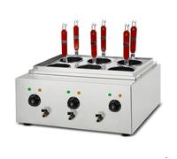 Cuiseur à pâtes Professionnel - VERTES - Acier inox - 3x 1700 watts - 3 cuves de cuisson séparées de 6L chacune - 6 paniers à pâtes