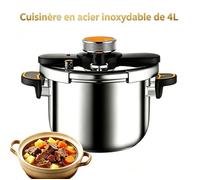 Cuiseur à Pression Inox 4L 100kPa Anti-Explosion & Sécurité Compatible Induction/Gaz Idéal Cuisine Maison