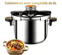 Cuiseur à Pression Inox 8L 100kPa Anti-Explosion & Sécurité Compatible Induction/Gaz Idéal Cuisine Maison