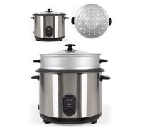 Cuiseur à Riz 2.8L 1000W GRIS INOX + Panier vapeur Revêtement antiadhésif Bol amovible Arrêt automatique
