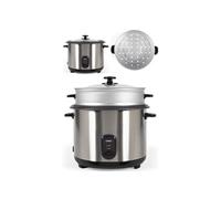 Cuiseur à Riz 2.8L 1000W GRIS INOX + Panier vapeur Revêtement antiadhésif Bol amovible Arrêt automatique