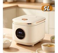 Cuiseur à riz 5L - 900W - Multifonction - 9 programmes de cuisson - Cuve Amovible Antiadhésive - Maintien au chaud - Blanc