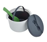 Cuiseur à Riz à ondes 2L avec Cuillère d'étanchéité, Matériau PP de qualité Alimentaire, Couvercle, Passoire et Marmite à la Vapeur (GREEN)