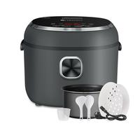 Cuiseur à riz AMZCHEF 2L, cuiseur à riz électr. avec 12 menus prédéf., affichage num., 4 tasses pour 1-4 pers., minuteur 24H et maintien au chaud 12H, poignée de transport, panier vapeur, 400W