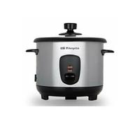 Orbegozo CO 3025 - Cuiseur de riz et vapeur d'une capacité de 1 litre, corps en acier inoxydable, récipient de cuisson en aluminium antiadhésif, couvercle en verre trempé, puissance de 400 W