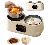 Cuiseur à riz, cuiseur à riz double casserole de 3,4 L avec revêtement antiadhésif et panier vapeur en acier inoxydable, 6 modes de cuisson, cuiseur pour des repas sains en famille