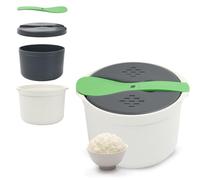 Cuiseur à Riz et Nouilles Micro-Ondes, Cuiseur à Riz et Céréales Micro-Ondes, Cuiseur Vapeur à Riz Micro ondes, Ensemble de Cuiseur À Riz À Vapeur Alimentaire Cuillère Couvercle Passoire, Vert