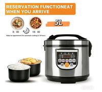 Cuiseur à riz, grande capacité 5L, 10 Fonctions Cuisson, appareil de cuisine domestique, Maintien au Chaud, 220V, 700W, inoxy, LED