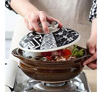 Cuiseur à riz japonais, cocotte recouverte de céramique, pot en terre cuite imprimé résistant à la chaleur, pot à soupe résistant à la chaleur, casserole à ragoût lent, casserole santé A 2 l