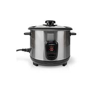 Nedis - Cuiseur à riz - Revêtement anti-adhésif - Bol amovible - Arrêt automatique - Acier inoxydable - Bol intérieur amovible - Jusqu'à 5 portions de riz - 400 W - 1,0 L - Argent