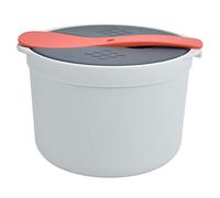 Cuiseur à Riz Micro-ondes, 2L Cuiseur à Riz et Pâtes Micro-ondes Matériau PP de Qualité Alimentaire Cuiseur à Riz Micro-ondes avec Cuillère à Riz Passoire à Couvercle Pot à Vapeur(Orange)