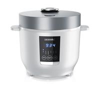 Cuiseur à riz numérique Arendo avec 5 programmes, 350W, 2 litres, fonction minuterie et maintien au chaud, sans BPA, verre doseur & cuillère à riz inclus, blanc/argenté