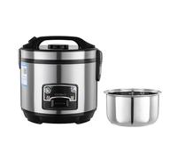 Cuiseur à Riz Portable L, Cuve Intérieure en Acier Inoxydable avec Panier Vapeur, Cuiseur à Riz électrique Compact avec Fonction Maintien Au Chaud, pour 2 à 6 Personnes Silver 4L