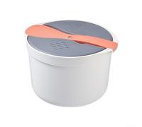 Cuiseur à riz pour micro-ondes pour une cuisson efficace du riz, des pâtes, des légumes et de la soupe en utilisant la circulation de la vapeur ; design portable pour voyage et bureau