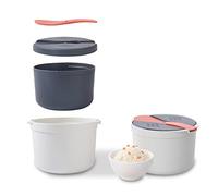 Cuiseur à riz pour microondes, 2 L, qualité alimentaire professionnelle, PP, passe au lave-vaisselle, cuiseur à vapeur pour riz, légumes, bols de service, batterie de cuisine avec (Orange)