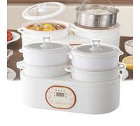 Cuiseur à riz vapeur double, cuiseur à riz avec deux cuves, double contrôle de température, isolation 24 h, cuve antiadhésive, idéal pour la famille ou le camping.,A