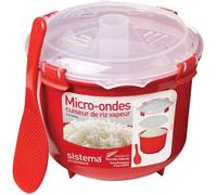 Cuiseur à riz vapeur micro-ondes - SISTEMA - 2 6L - Rouge - Couvercle à clips - Compatible lave-vaisselle