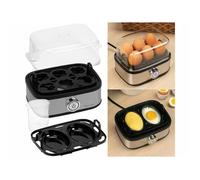 Cuiseur à œuf - ROSENSTEIN & SOHNE - 2 en 1 - Cuit jusqu'à 6 œufs - Acier inoxydable - Compact