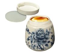 Cuiseur à œufs - Casserole en céramique pour œufs à la coque, surface émaillée de style vintage, design de table classique, capacité de 220 ml + tasse de cuisson scellée avec couvercle à visser