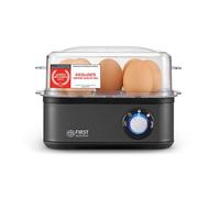 TZS First Austria Cuiseur à Œufs Gris - 8 Œufs - 4 Niveaux de Cuisson + Vapeur - Arrêt Auto avec Signal - Protection Surchauffe - Doseur & Pochoir - Compact et Léger