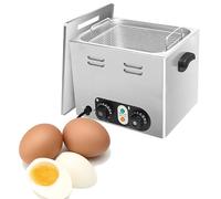 Cuiseur à œufs électrique en acier inoxydable, 2 600 W, avec panier en maille, grande capacité de 45 œufs pochés, contrôle de la température et minuterie, cuiseur à œufs professionnel