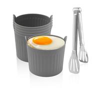 Cuiseur À Œufs En Silicone Antiadhésif 6 Pièces, 1 Clip À Tête Ronde, Moule À Œufs Pochés, Cuiseur À Œufs Pour Friteuse À Air, Moule À Anneaux Pour Œufs