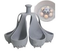 Cuiseur à œufs en silicone pour déguster des œufs doux à fermes | Silicone de qualité alimentaire avec poignée antidérapante ; rangement compact dans le tiroir, facile à nettoyer - Lot de 6