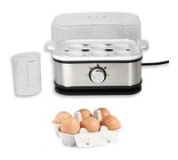 SOLDELA - Cuiseurs à Œuf Électrique en INOX - Puissance 210W - Autocuiseur pour Œuf à la Coque, Mollets ou Durs - 3 Niveaux de Cuisson - 6 Œufs Max - Verre Doseur Plastique - Robuste et Pratique