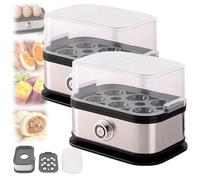 Cuiseur à œufs intelligent Halreactody avec arrêt automatique, cuiseur électrique rapide, capacité de 6, la coque, durs, mollets, moyens, cuisson vapeur d'autres aliments, en acier inoxydable(2SET)