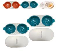 Cuiseur à œufs portable pour micro-ondes,pocheuse à œufs à double compartiment pour un petit-déjeuner rapide et facile,pour œufs durs et mollets (Blue,2PC)