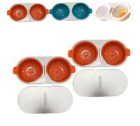 Cuiseur à œufs portable pour micro-ondes,pocheuse à œufs à double compartiment pour un petit-déjeuner rapide et facile,pour œufs durs et mollets (Orange,2PC)