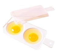 Cuiseur à œufs pour four à microondes, en plastique, 2 emplacements, double chaudière à œufs, cuiseur à vapeur, braconnier, cuiseur, gadgets de cuisine pour la cuisine, blanc