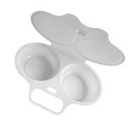 Cuiseur à œufs pour micro-ondes - Machine à omelette à 2 cavités pour micro-ondes, 16 x 11,5 x 3 cm, outil polyvalent pour œufs au plat, gain de temps avec bol filtre à eau, design double couche pour
