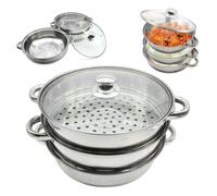 Cuiseur à vapeur en acier inoxydable Cuiseur à vapeur Couvercle en verre 27.3cm HOT POT 3Tier