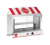 Royal Catering Cuiseur à Vapeur Pour Hot Dogs 300 saucisses + 100 pains, 2 400 W, 30-110 °C, Soupape De Vidange, Inox, Verre Machine Appareil Pro Professionnelle Steamer, Chauffe-saucisses