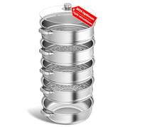 Cuiseur à vapeur pour la cuisson - Cuiseur à vapeur en acier inoxydable de 28 cm avec insert vapeur, ustensile de cuisine 3/4/5 étages avec couvercle pour la cuisson des légumes, fruits de mer, soupes