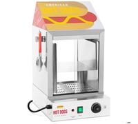 Royal Catering Cuiseur À Vapeur Pour Hot Dogs Machine Appareil Pro Professionnelle RCHW 1000H (100 saucisses + 25 pains, 1 000 W, 30-110 °C, Soupape De Vidange, Inox, Verre)