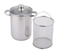 Baumalu – Cuiseur à asperges 16 cm – Inox, couvercle verre, poignées inox, induction, triple fond