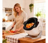 Cuiseur Automatique, Marmite Rotative 2000 W, Avec Cuve Intérieure Rotative à 360° Et écran Tactile, Réglage Du Feu à 3 Vitesses, Grande Capacité De 6 L, Pour Faire Sauter, Mijoter Et Cuire
